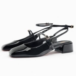 Patent Sling Back Strappy Flats